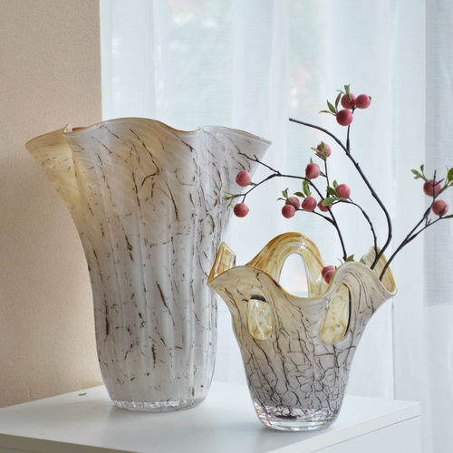 复古玻璃花器现代售楼部客厅茶几餐厅玄关插花花瓶摆件秋冬圣诞