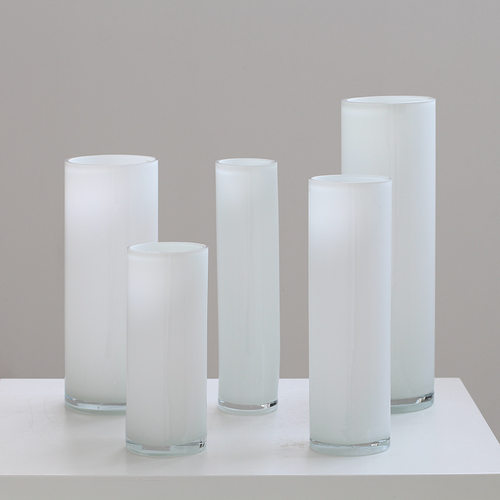SoftHome白色直筒玻璃花瓶酒店大堂装饰婚庆圆柱桌面水培花器
