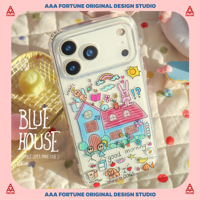 iPhone17透明双层蓝色小屋手机壳