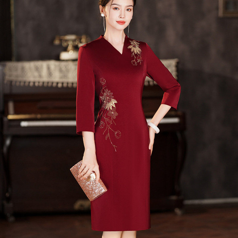 婚宴会妈妈装连衣裙迎宾敬酒礼服