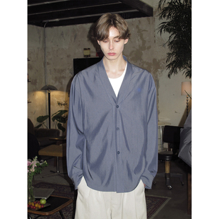 男春夏薄款 Kernhafen 衬衫 V领长袖 叠穿上衣 慵懒极简风时尚