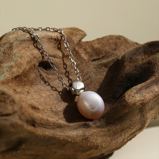 SUM汽泡·天然淡水珍珠925银项链原创设计款 百搭日常精致