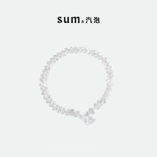 SUM汽泡·猫眼拉丝设计白水晶手串925银原创设计款 新品