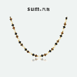 SUM汽泡天然石项链女秋冬高级感时尚 简约小众设计感锁骨链25新款