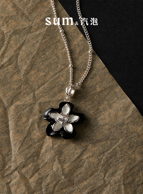 SUM汽泡珐琅925银女原创设计项链