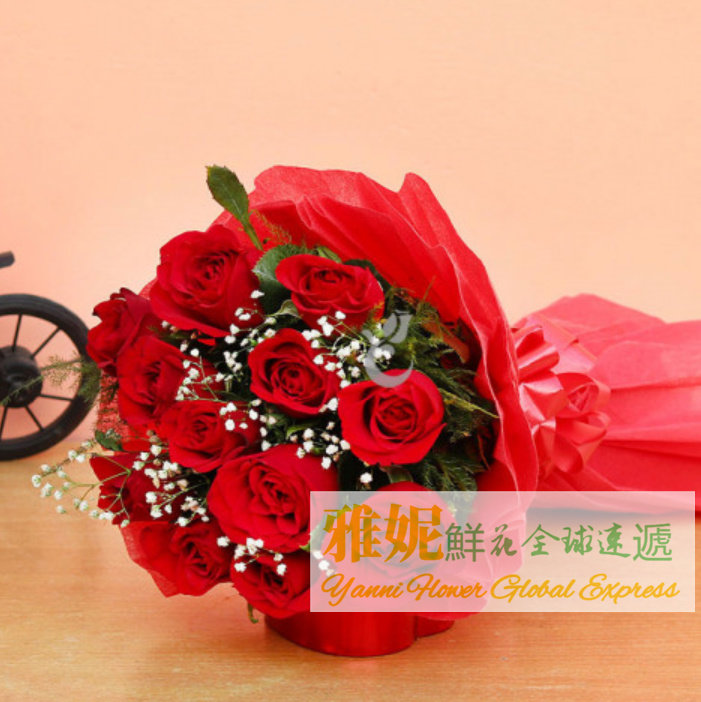 雅妮 印度鲜花速递花店送花孟买国际外派送情人节玫瑰