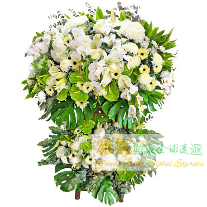 香港高檔喪禮花籃速遞葬禮花圈牌花店送花大型訂同城悼念哀悼葬禮