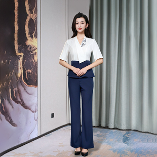 新款足浴美容院美容师工作服女高端养生足浴会所技师服工衣服套装