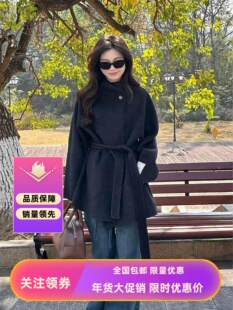 2025秋冬新款双面羊绒大衣女中长款立领宽松显瘦气质小众羊毛外套
