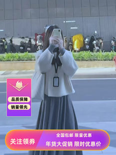 白色双面羊绒羊毛大衣2025秋冬季女短款极简风温柔慵懒风毛呢外套