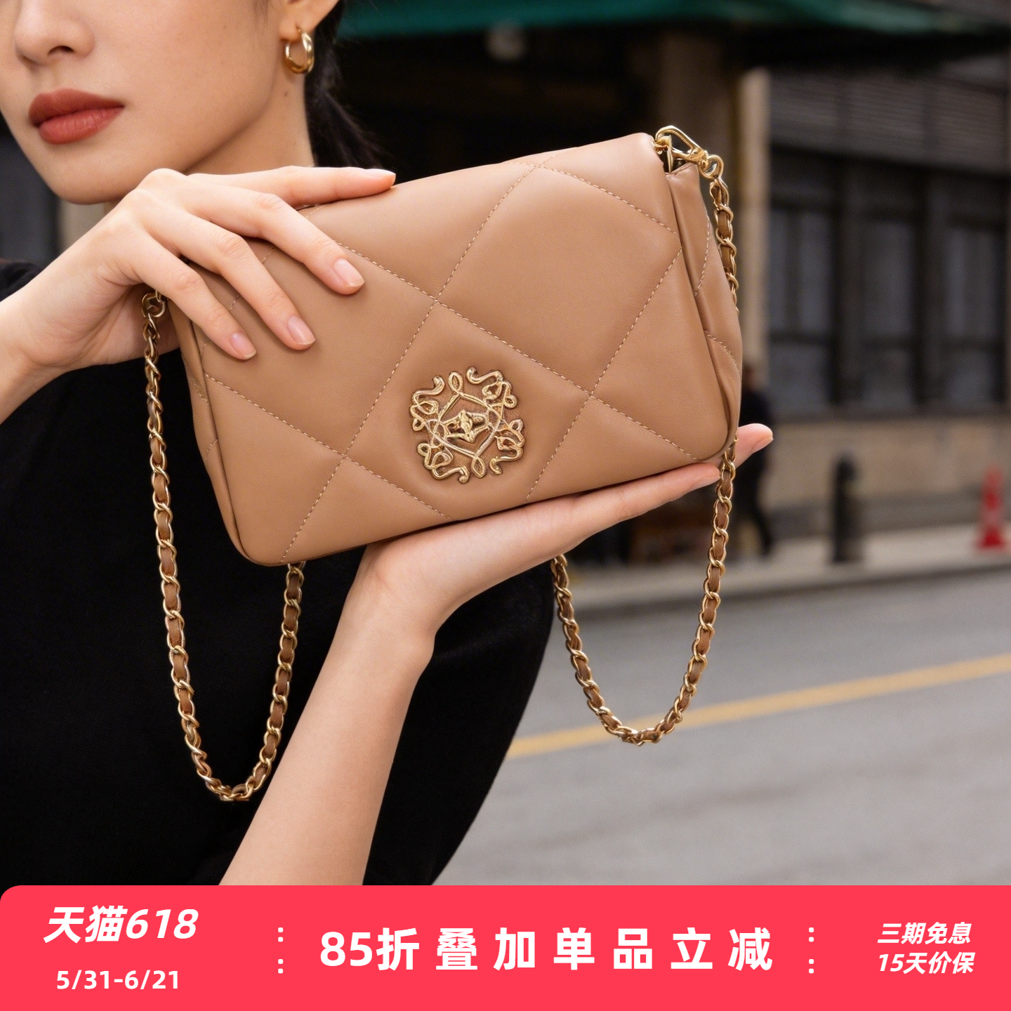 【节日礼物】梦特娇女包羊皮小方包新款女士斜挎包单肩品牌包包