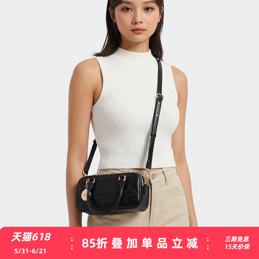 Montagut/梦特娇梦特娇女包2026新款菱格纹枕头包羊皮手提斜挎包