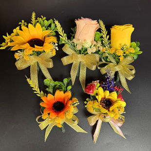 香港澳门毕业季仿真花太阳花胸花学校商务会议年会装饰学生胸襟花
