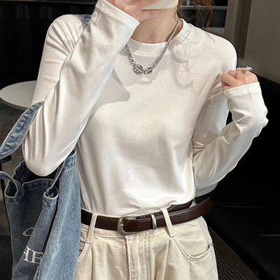 多巴胺修身2025秋季新款气质长袖t恤女小个子上衣基础内搭打底衫