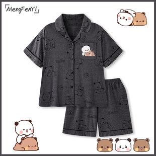 一二布布情侣睡衣夏季女款男士凉感莫代尔短袖可爱居家服套装夏天