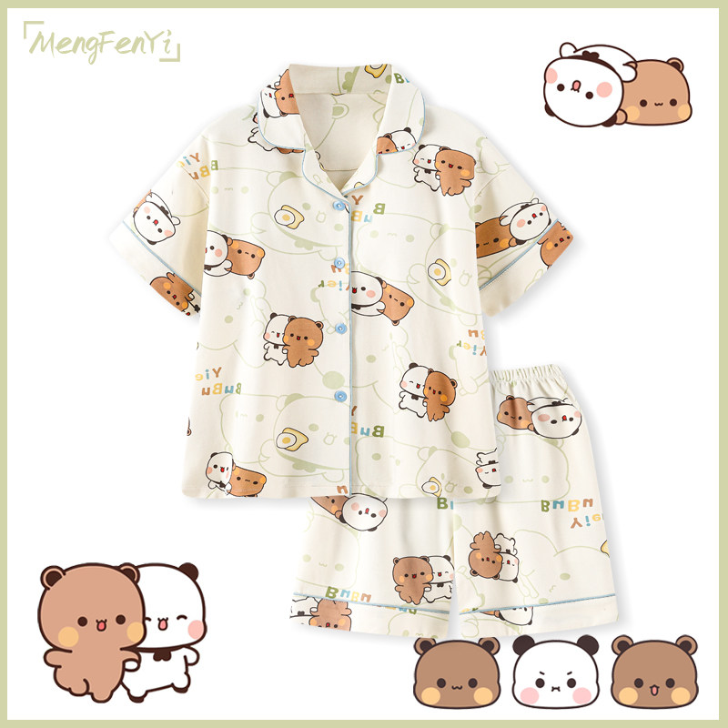 可爱一二布布睡衣女款夏季凉感纯棉短袖裤夏天卡通家居服套装学生