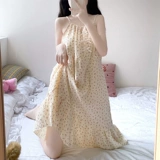 Летняя пижама, длинная юбка, хлопковый тонкий летний милый жилет без рукавов, эффект подтяжки, свободный крой