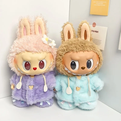 38cm拉布布毛绒娃娃衣服着替Labubu Time to Chill粉糯小兔绒绒服