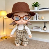 8心之向往Zsiga帽子时尚 20CM嘎子姐衣服格子背带裤 套装 花边白衫