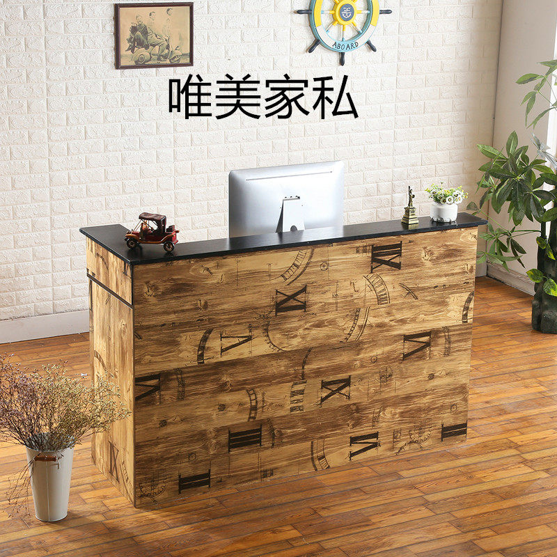 转角收银柜台服装店复古吧台饭店美发店前台柜台美容院接待台饭厅