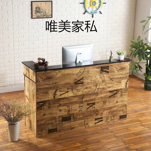 转角收银柜台服装店复古吧台饭店美发店前台柜台美容院接待台饭厅