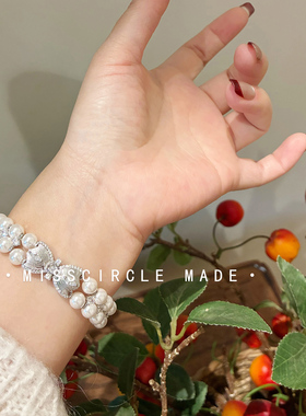 瑟可原创温柔公主蝴蝶结双层珍珠手链手镯女轻奢小众精致2025新款