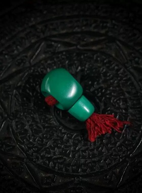 12mm藏式绿色料器油润佛头三通项链念珠百搭配饰