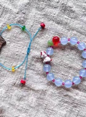 「老屋与狗」多巴胺小狗串珠手串极简老屋手工编绳手绳叠戴手饰品