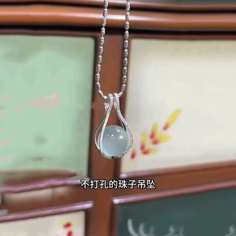 满钻单珠万能空托吊坠扣头适用于翡翠玉石珍珠绿松石圆珠diy配饰图片