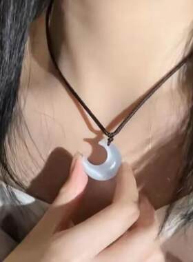 抖音同款月亮项链女复古新中式百搭卫衣链国潮汉服配饰锁骨链女