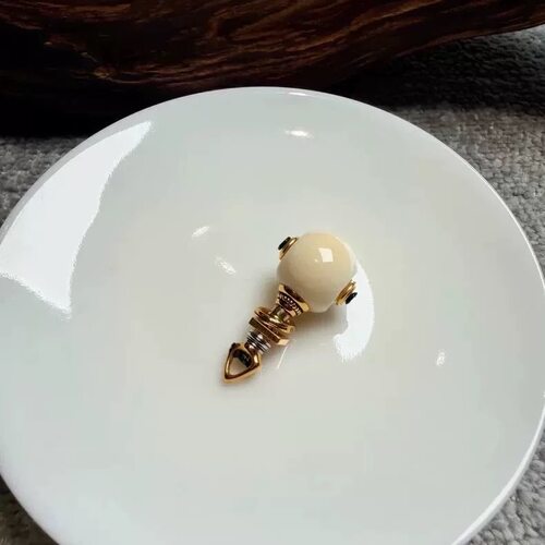 金色仿猛犸象牙三通佛塔三角尾束套装diy百香籽文玩手串侧挂配饰