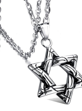 2023新款嘻哈六芒星毛衣链 服装配饰压铸合金吊坠卫衣链 长款项链