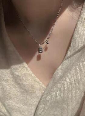 小方牌项链luck锁骨链女网红冷淡风轻奢小众设计高级感2022年新款