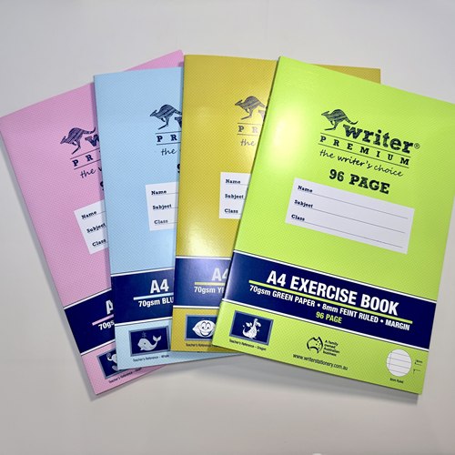 原装进口96页澳洲品牌Writer骑马钉A4彩色内芯70克8mm线距灰线4色