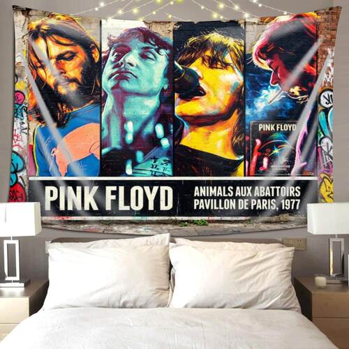 Pink Floyd乐队摇滚吉他装饰挂旗酒吧琴行卧室海报背景墙布挂布