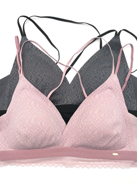 秘语禾内衣女薄款无钢圈交叉美背蕾丝胸罩可拆胸垫舒适文胸81809
