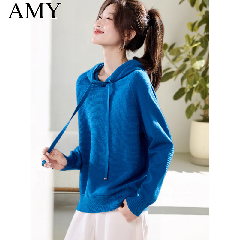 2025秋冬新款针织连帽卫衣短款减龄小个子毛衣休闲套头长袖上衣女