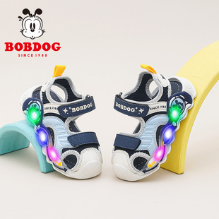 巴布豆童鞋男童带灯鞋夏凉儿童闪灯鞋2026新款夏季包头鞋女学步鞋
