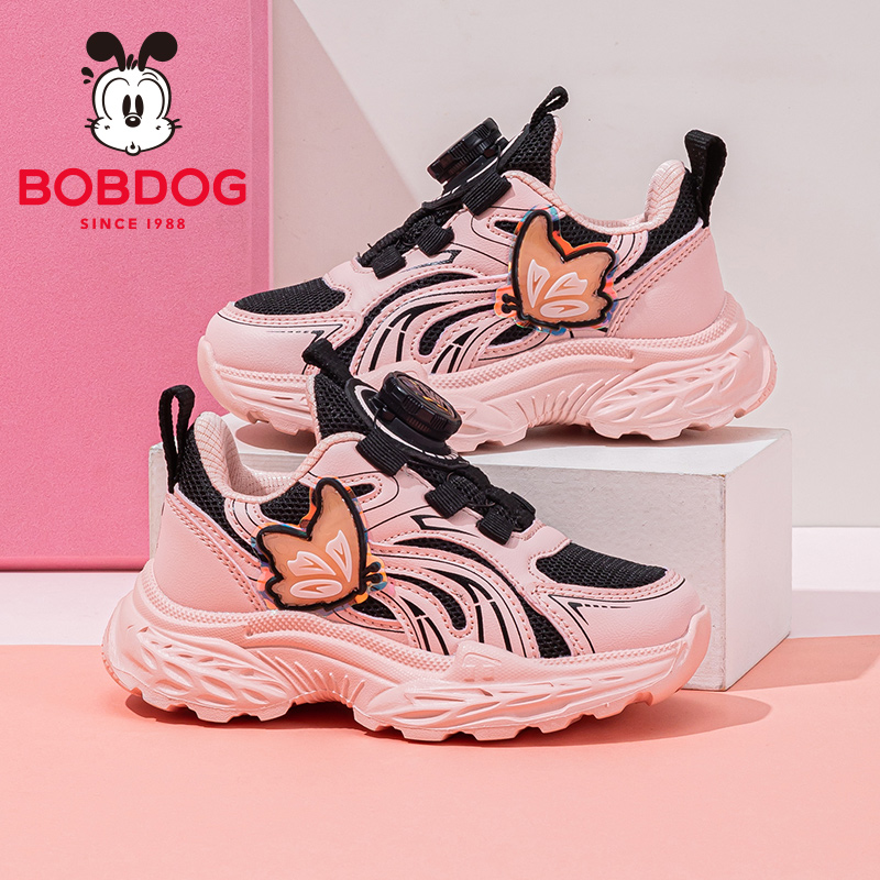 巴布豆童鞋女童运动鞋2025新款秋季小女孩老爹鞋女款纽扣儿童鞋子