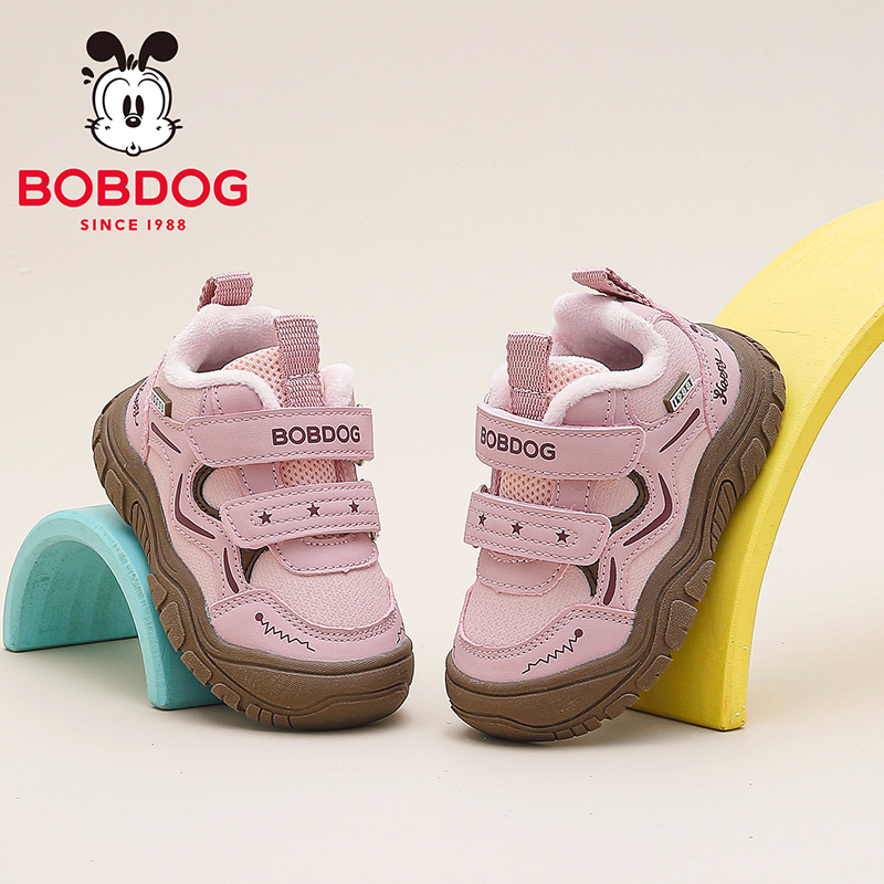 巴布豆童鞋女童宝宝鞋2025新款小童室内软底加绒鞋秋冬儿童学步鞋