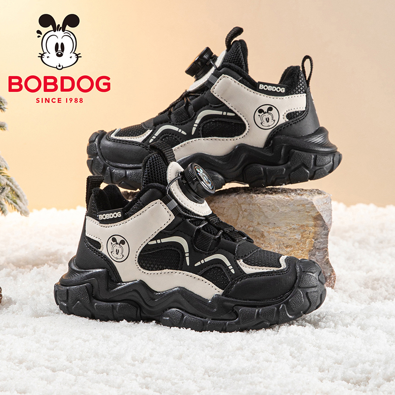 巴布豆童鞋儿童鞋子2025新款男孩加绒二棉鞋冬季男大童冬款运动鞋