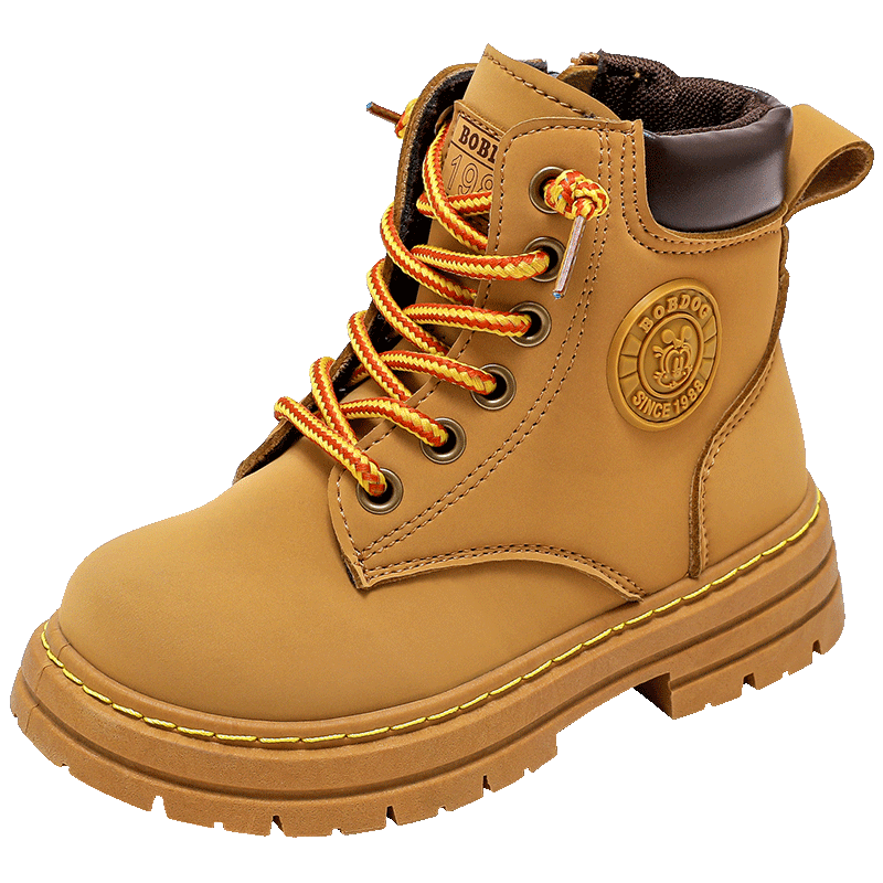 巴布豆童鞋男童靴子冬季加绒2025新款秋冬男宝宝短靴女儿童马丁靴