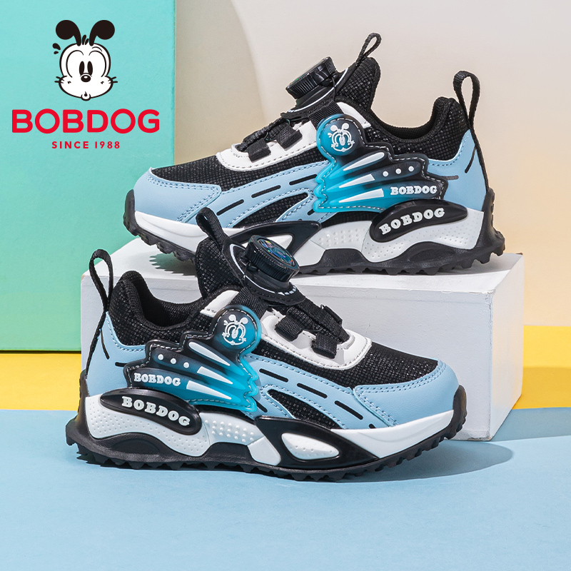 巴布豆童鞋男童鞋子秋季男孩2025新款小孩篮球鞋旋钮扣儿童运动鞋