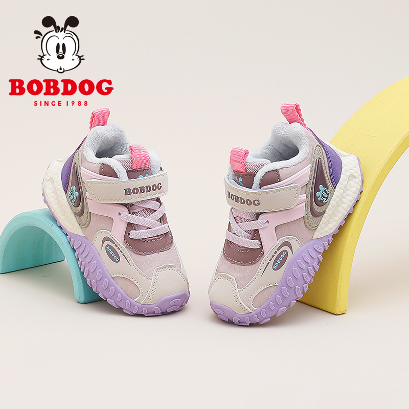 巴布豆童鞋女童二棉鞋2025新款秋冬季加绒小童保暖婴幼儿童宝宝鞋