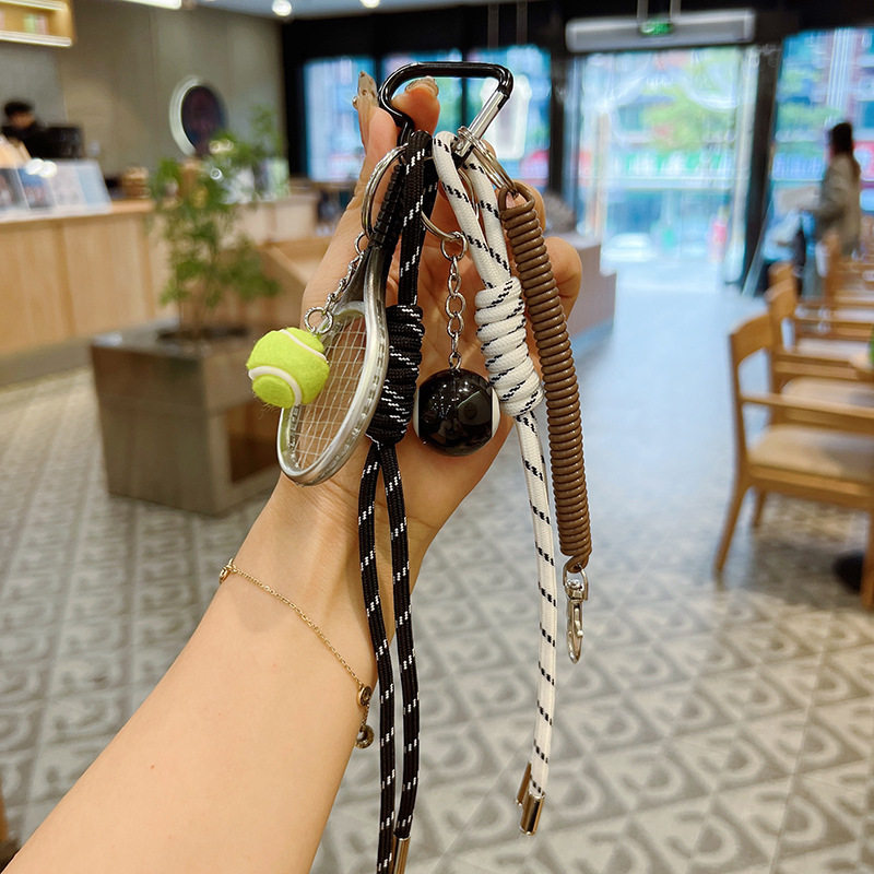 创意手编绳编织樱桃挂件网球相机