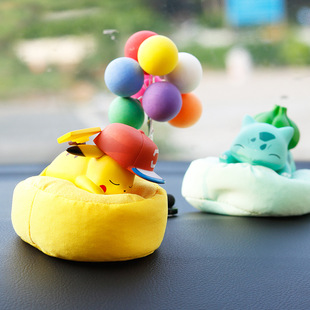 车载摆件宠物小精灵汽车内饰品仪表台装饰神奇宝贝手办睡姿皮卡丘