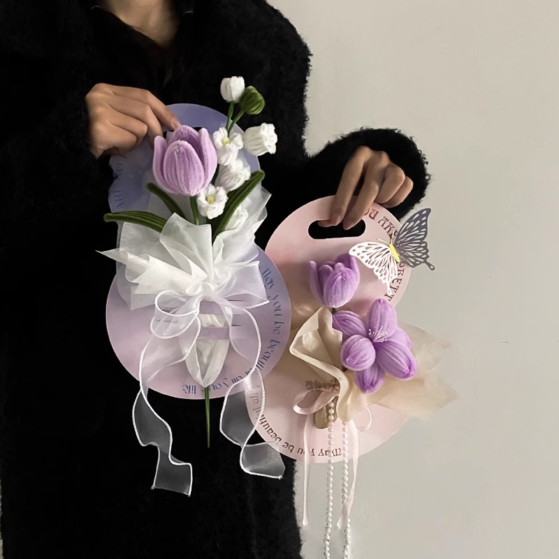 创意高级郁金香手提花束扭扭棒DI