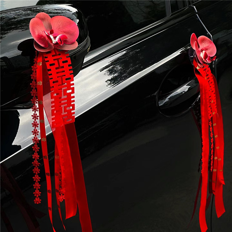 结婚车花接亲婚车装饰后视镜车门