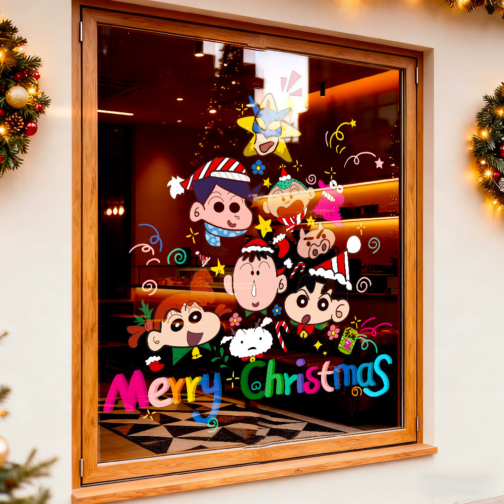 2026耶诞圣诞节静电贴蜡笔小新圣