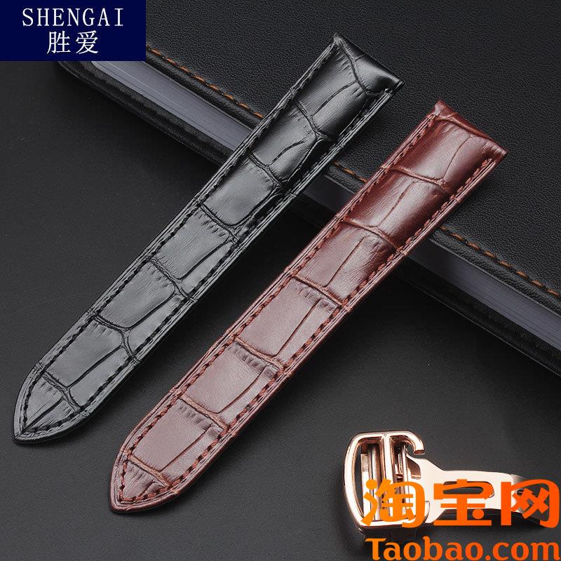 原装适配真皮手表带卡地亚表带SOLO伦敦钥匙must坦克男23mm女皮带